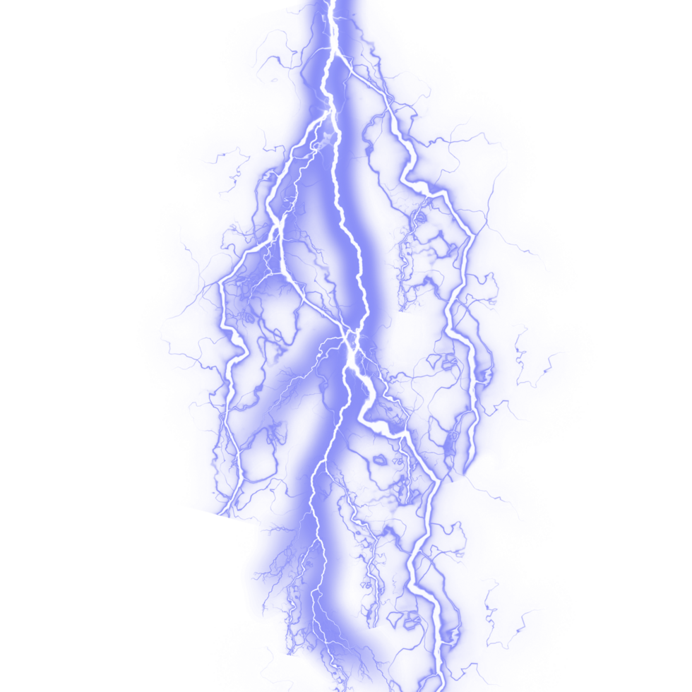 Glowing electric blue lightning effect isolated on transparent
