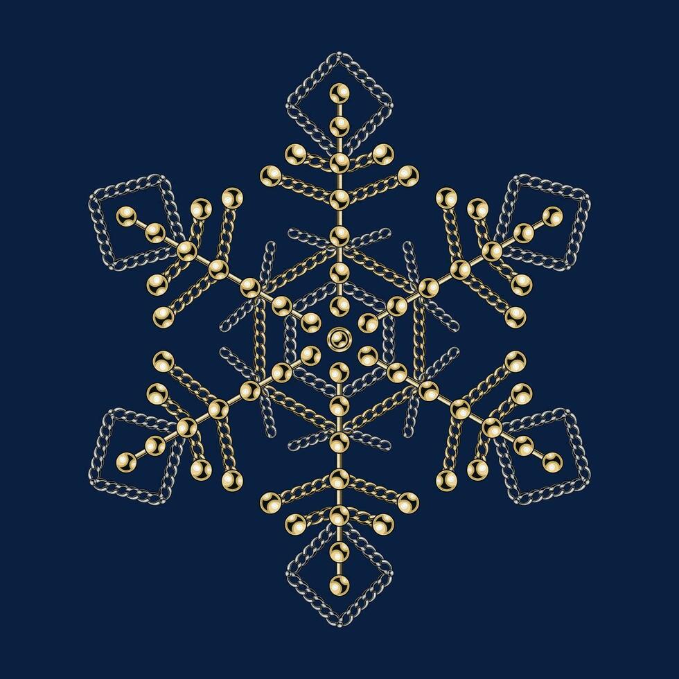 Luxury snowflake made of jewelry gold chains vector