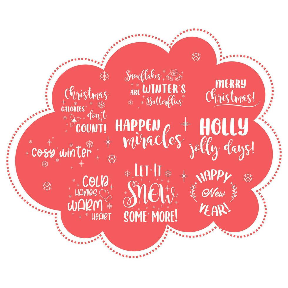 letras conjunto caligrafía invierno, nuevo año, Navidad vector