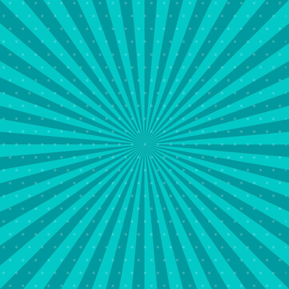 Blue comic book page background in pop art style with empty space. Template with rays, dots and halftone effect texture. Vector illustration