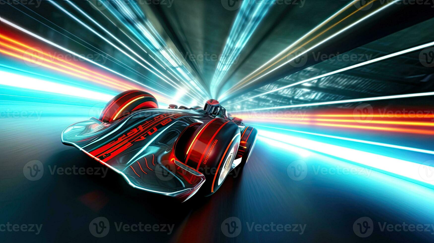 A Formula. Motion futuristic racing formula at fast ride to finish. Generative Ai photo