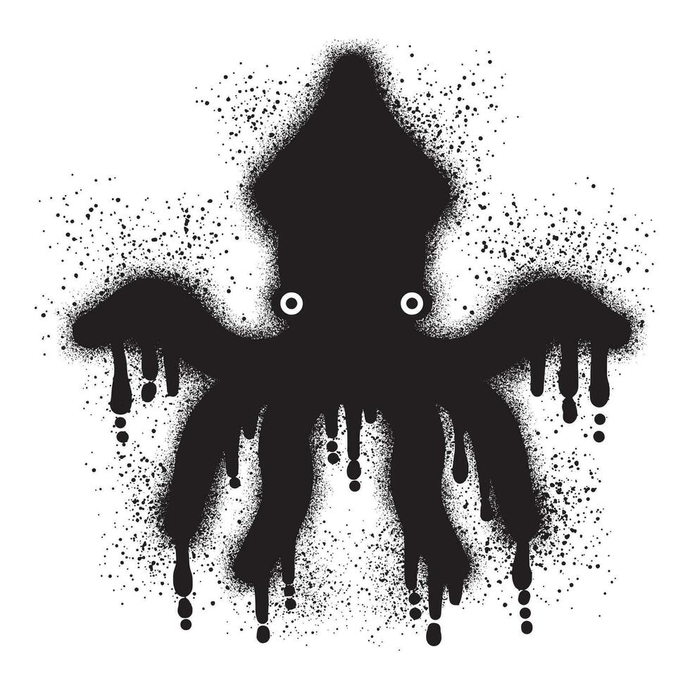 Squid graffiti with black spray paint vector