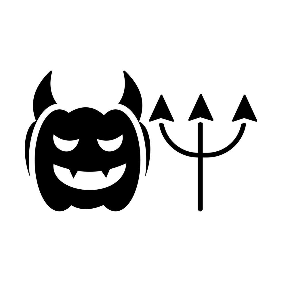 Devil scary Halloween pumpkin on white background, Happy Halloween decoration element, vector illustration
