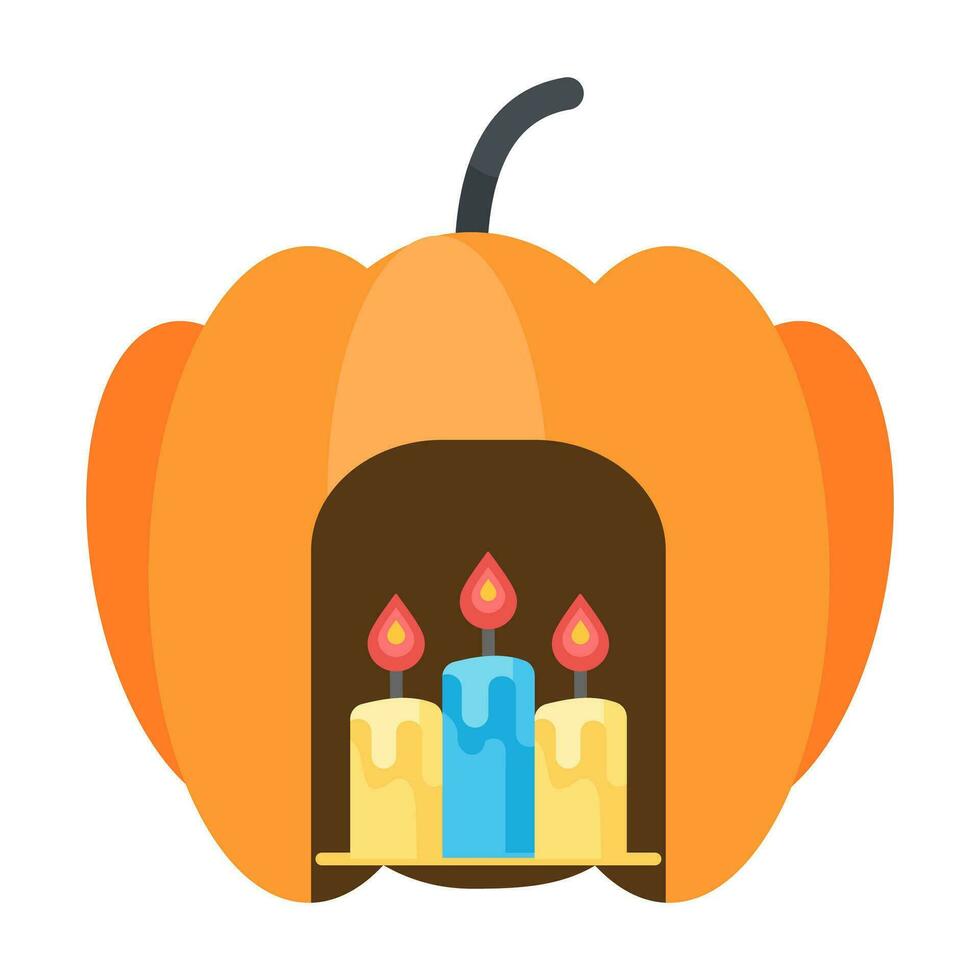 vela calabaza, halloween decoración en blanco fondo feliz Víspera de Todos los Santos decoración elemento, vector ilustración