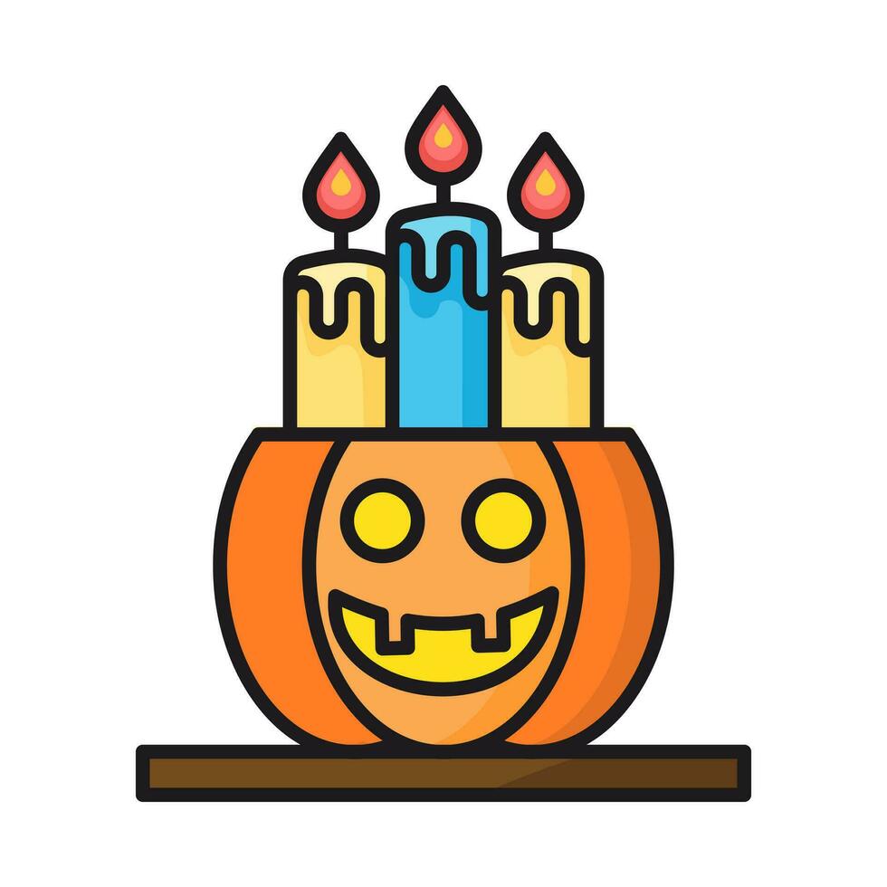 vela calabaza, halloween decoración en blanco fondo feliz Víspera de Todos los Santos decoración elemento, vector ilustración