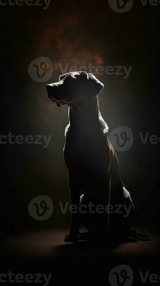 Silhouette of a Dog on Dark Background Generative AI photo