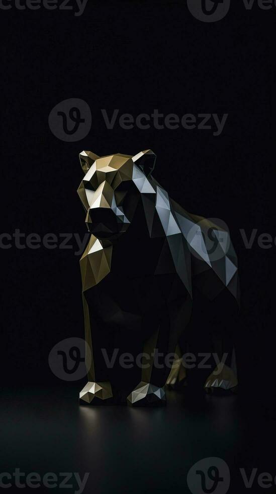 Origami Jaguar on Dark Background Generative AI photo