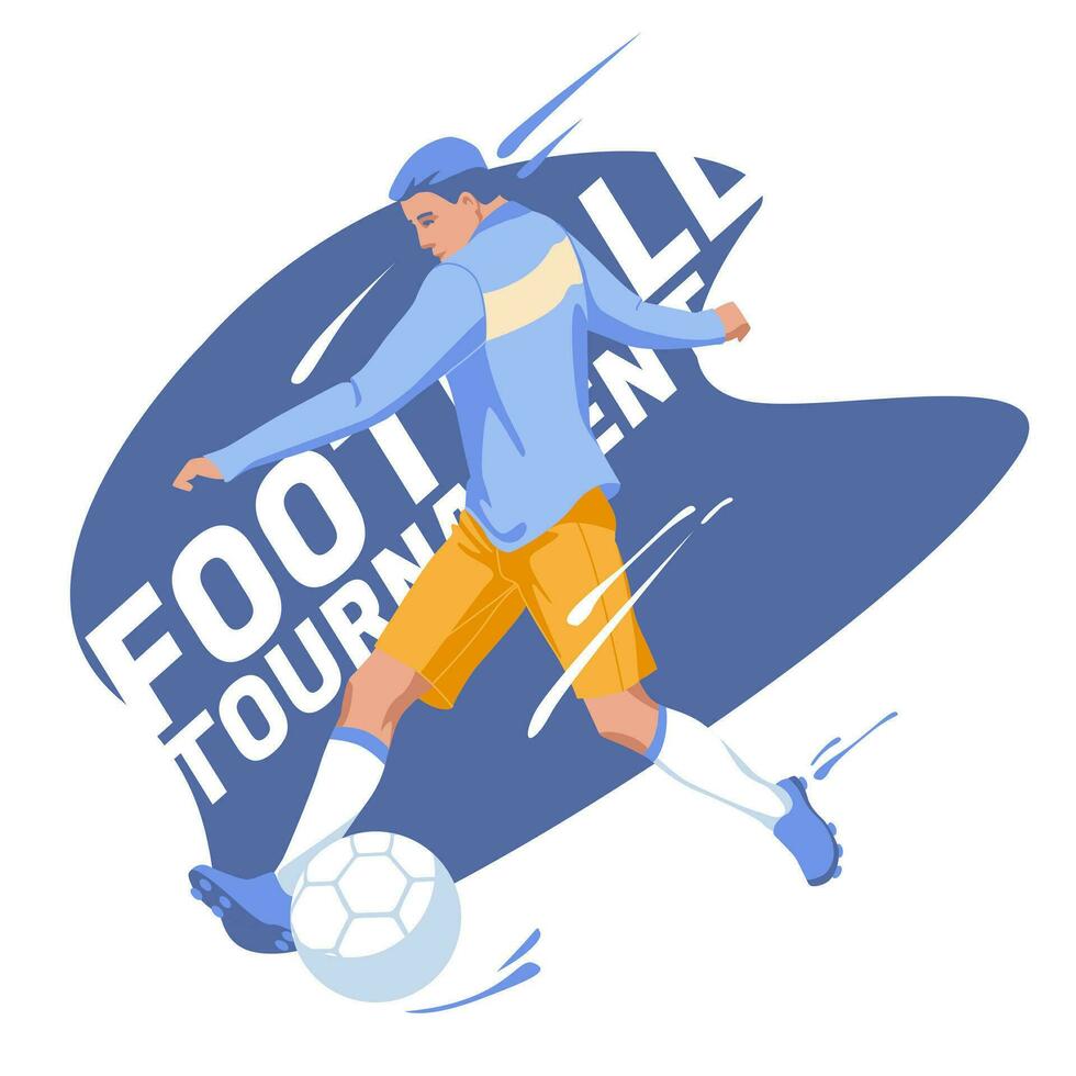 A football player passes the ball. Low poly style poster. Isolated on white background. Vector flat illustration