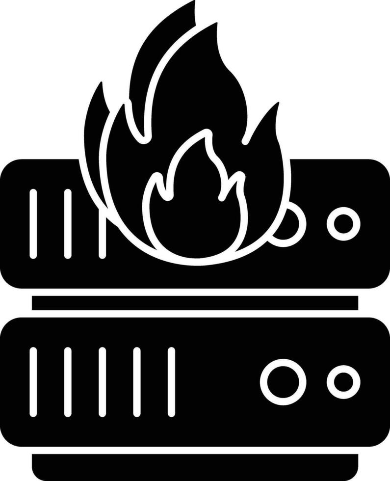 servidor quemar glifo íconos diseño estilo vector