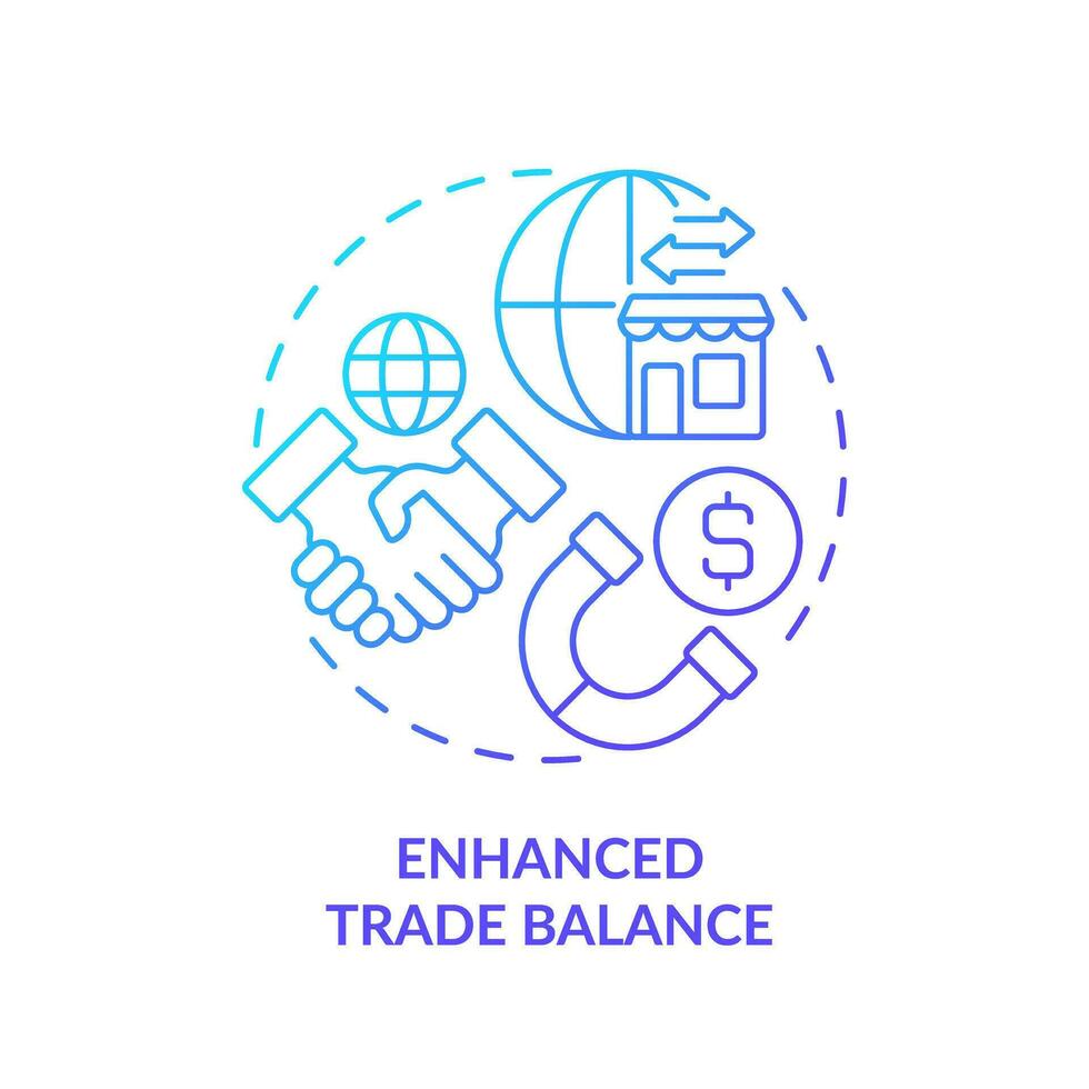 2D gradient enhanced trade balance icon, isolated vector, foreign direct investment thin line illustration. vector