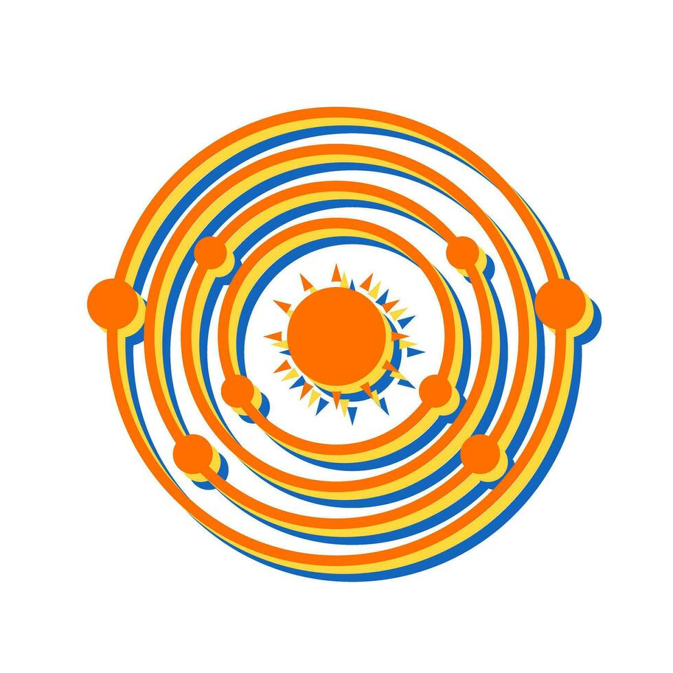 Planets Orbitting Sun Vector Icon