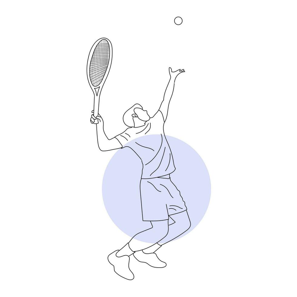 Line art of tennis player vector illustration sketch hand drawn isolated on white background