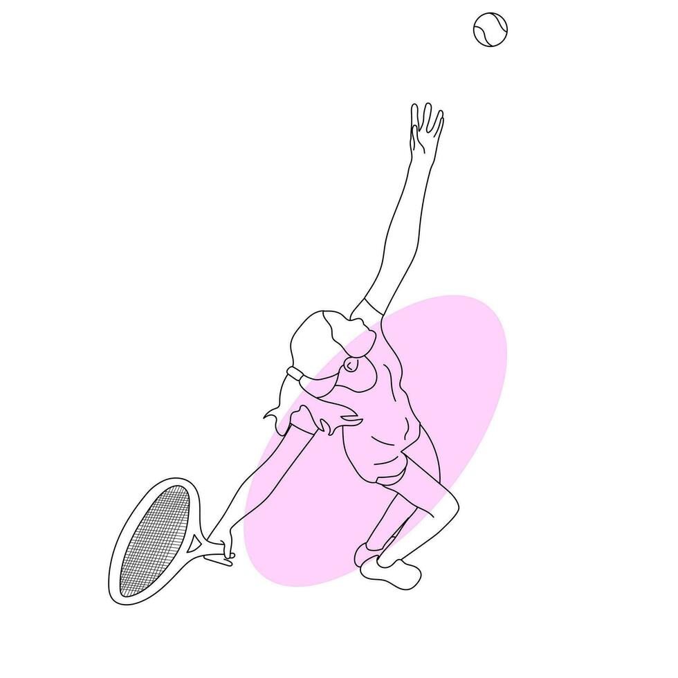 Line art of tennis player vector illustration sketch hand drawn isolated on white background