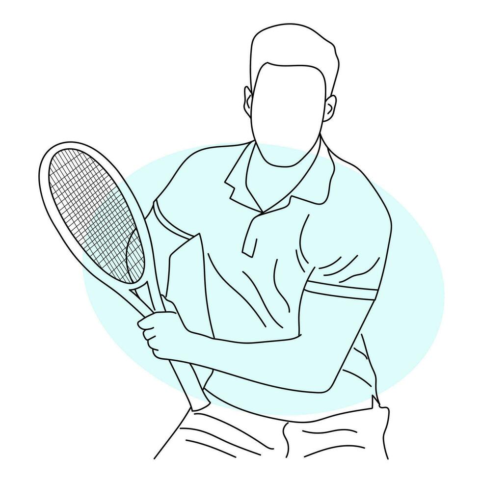 Line art of tennis player vector illustration sketch hand drawn isolated on white background