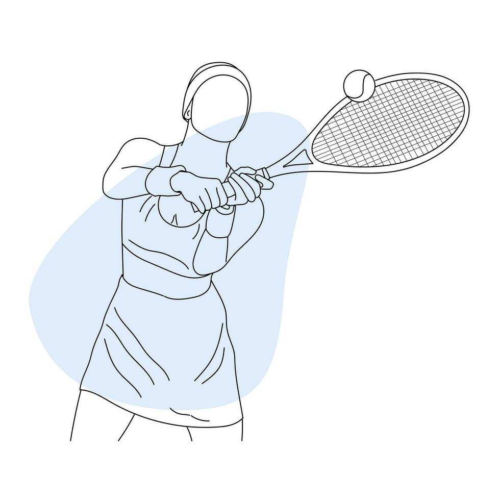 Line art of tennis player vector illustration sketch hand drawn isolated on white background