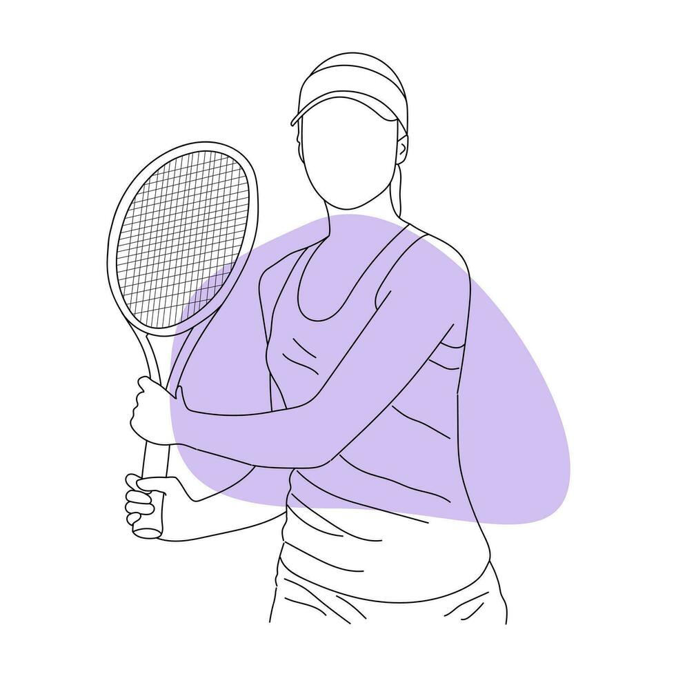 Line art of tennis player vector illustration sketch hand drawn isolated on white background