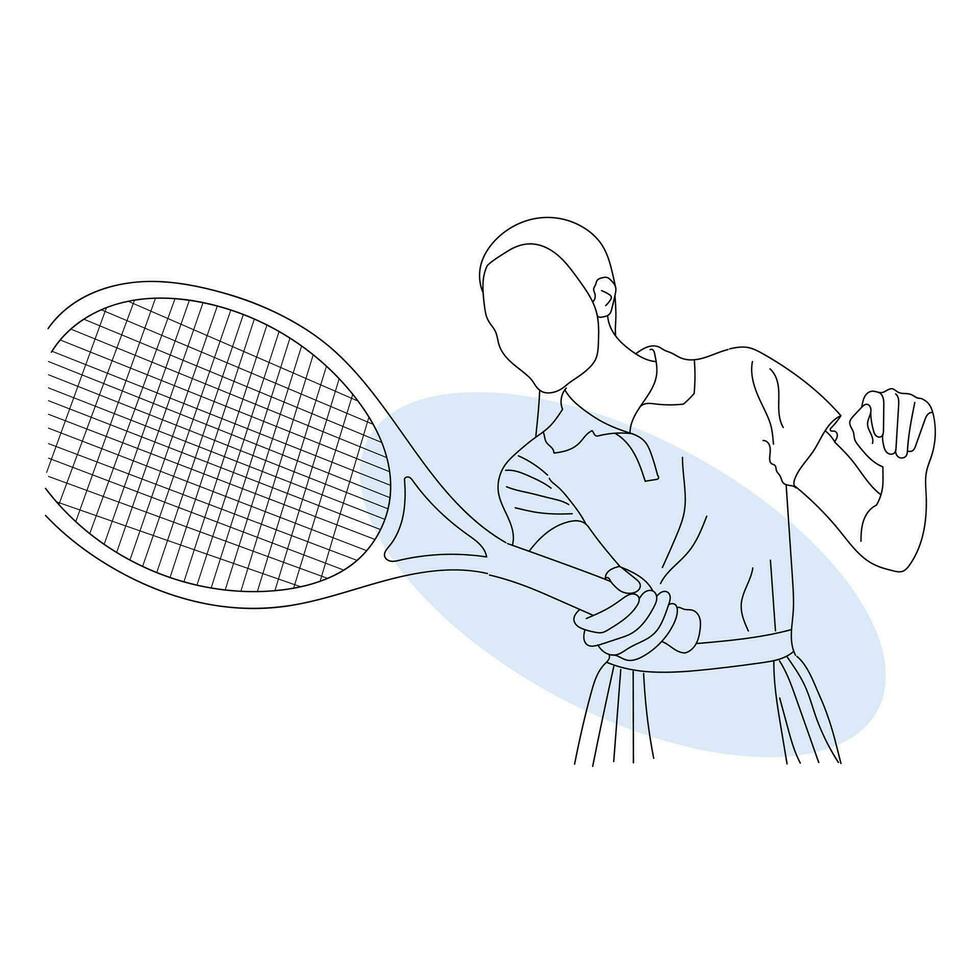 Line art of tennis player vector illustration sketch hand drawn isolated on white background