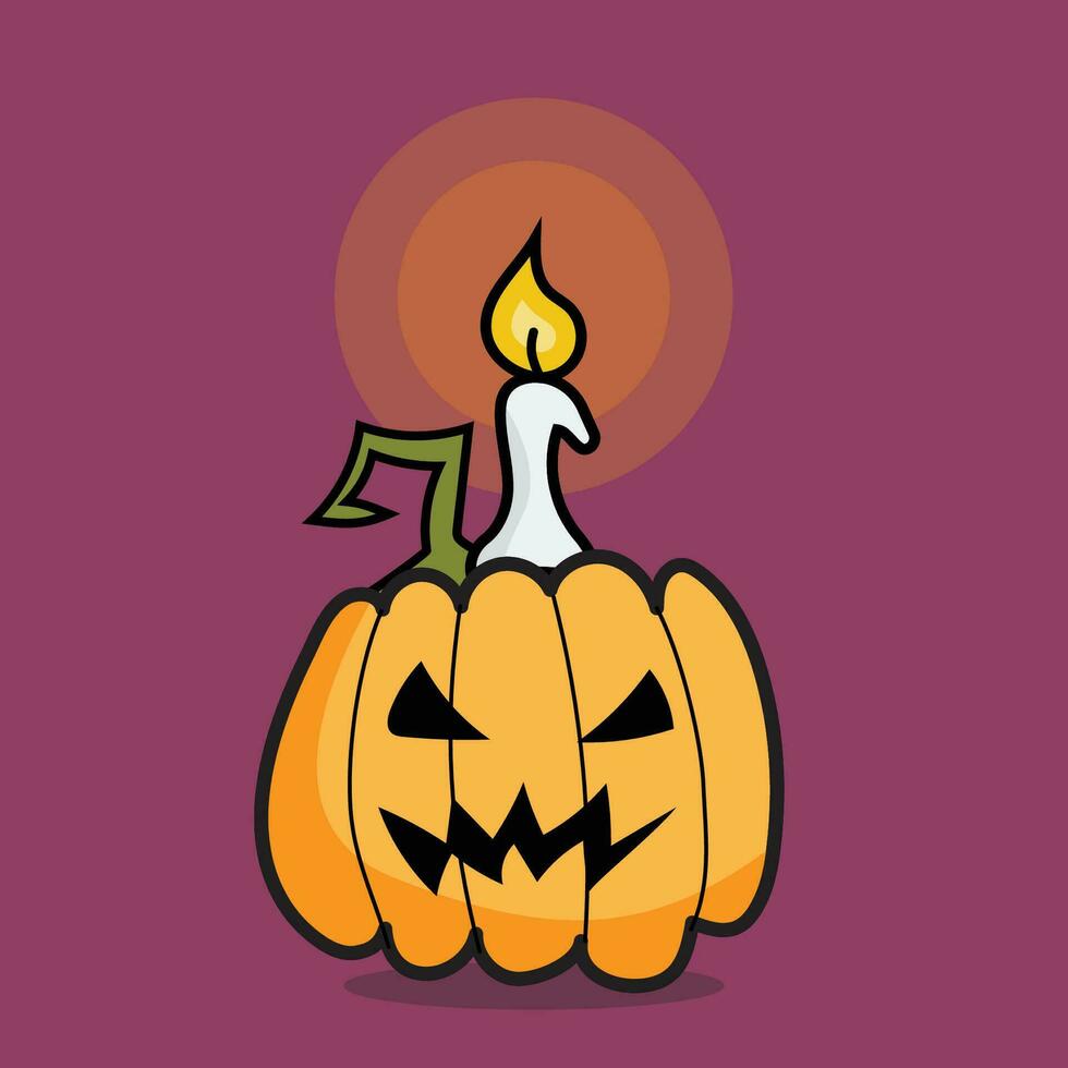 Halloween pumpkin and candle in doodle style vector
