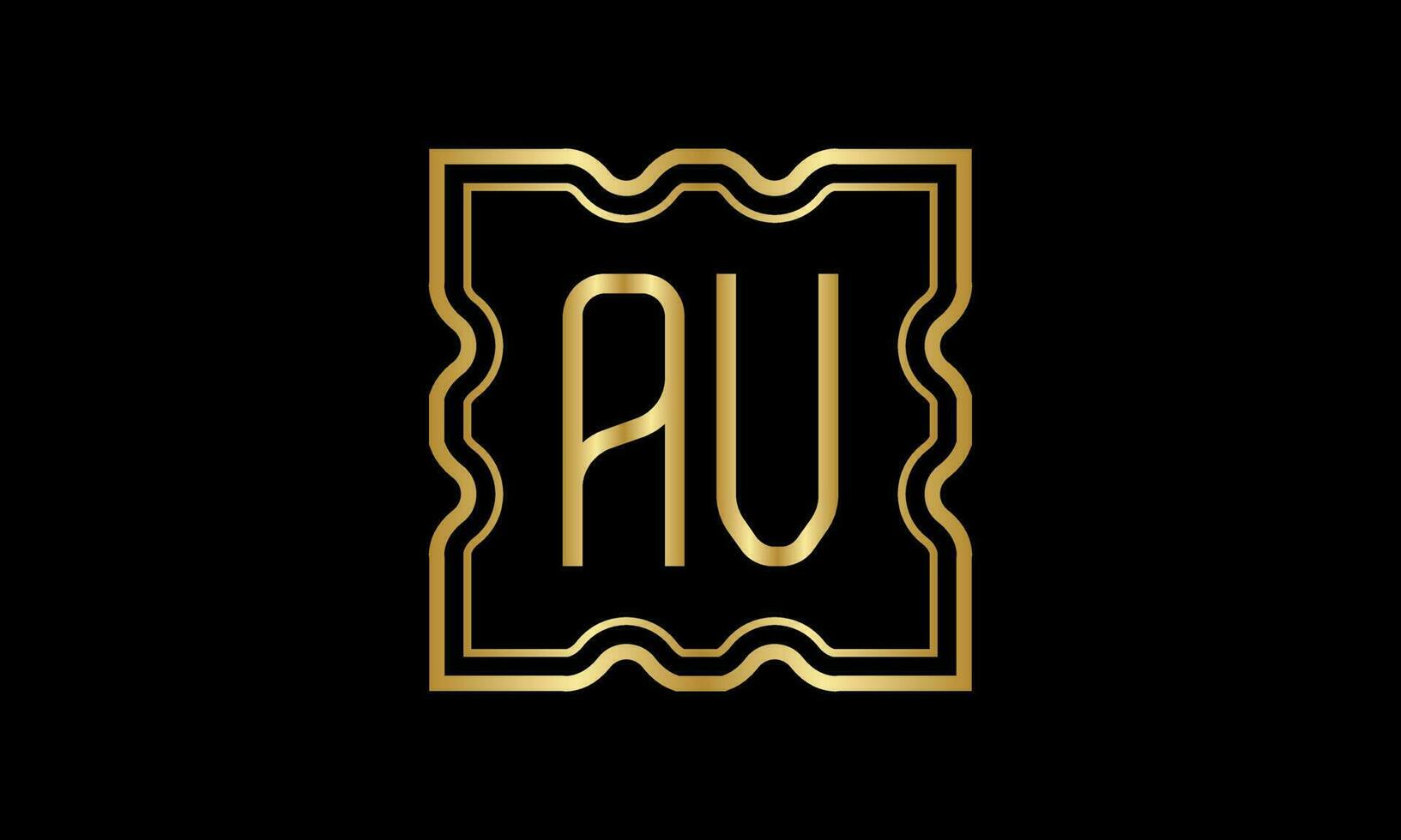 letter AU logo design. AU  logo design on inside the square. vector