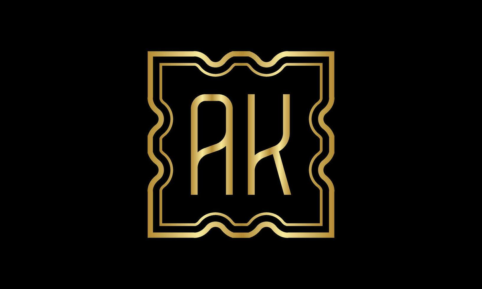 letter AK logo design. AK logo design on inside the square. vector