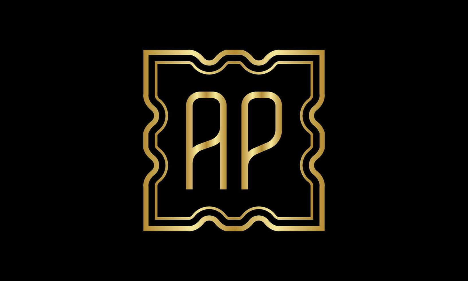 letter AP logo design. AP  logo design on inside the square. vector