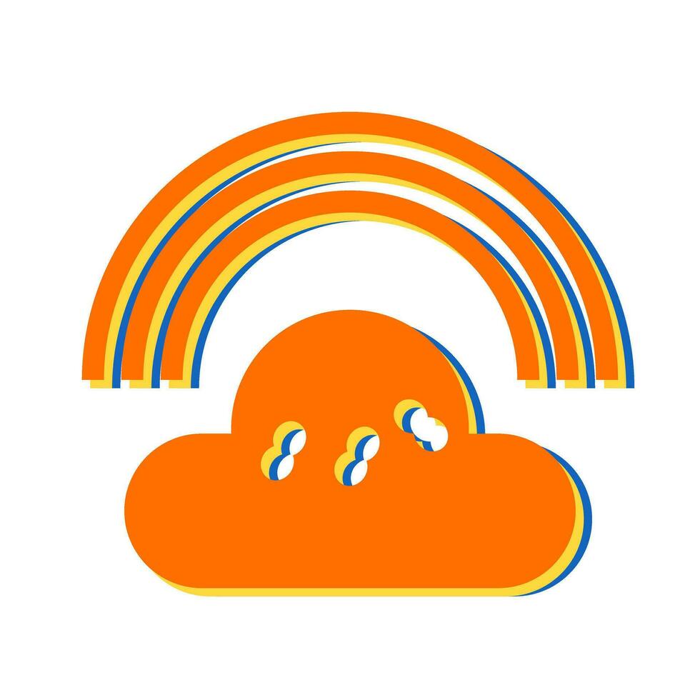 nublado con icono de vector de arco iris