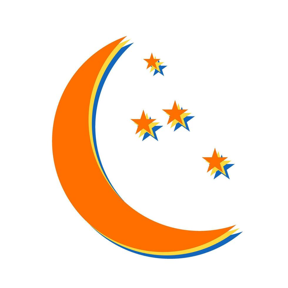 icono de vector de luna y estrellas