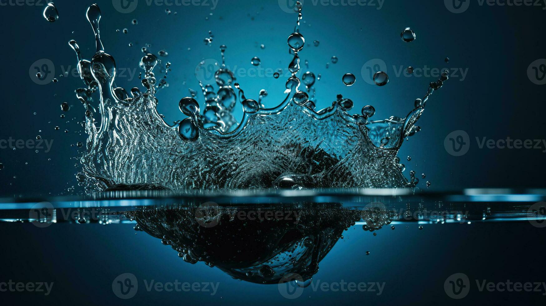 water splash isolated in Blue Background, beautiful splashes a clean water, generative ai photo