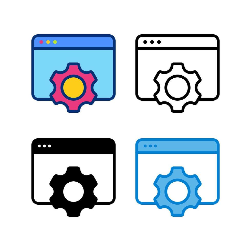 maintenance icon in 4 style flat, line, glyph and duotone vector