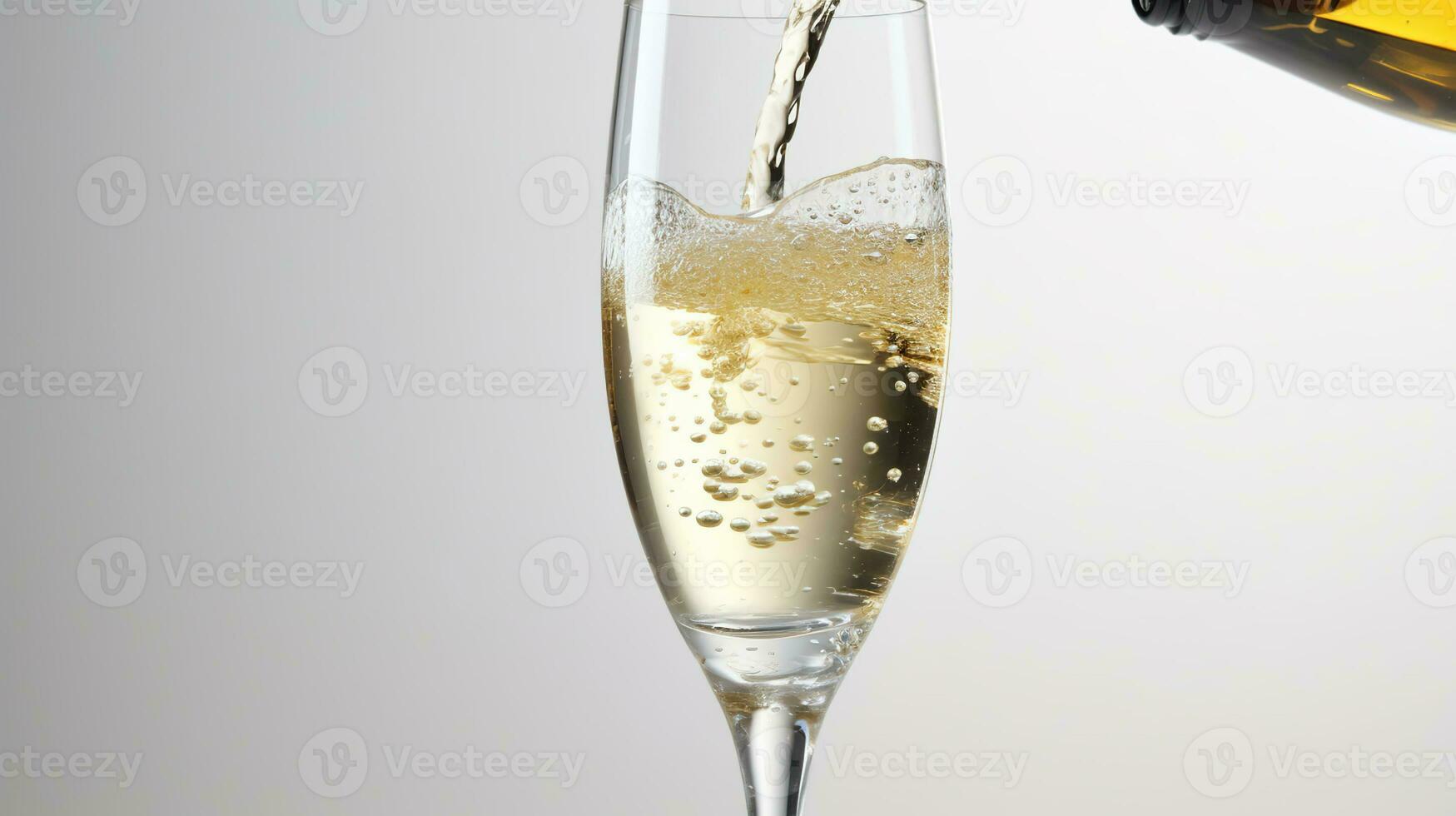 Water pouring into the clear Pilsner glass isolated on white background, Generative AI photo