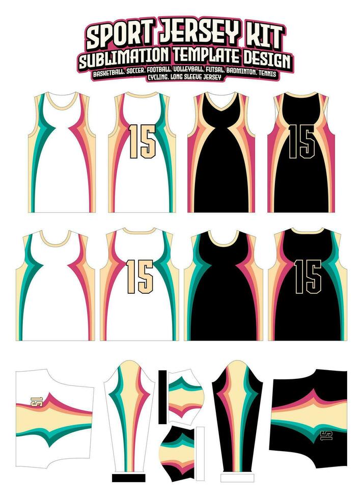 Stripes Curve Jersey Design Sportswear Layout Template vector