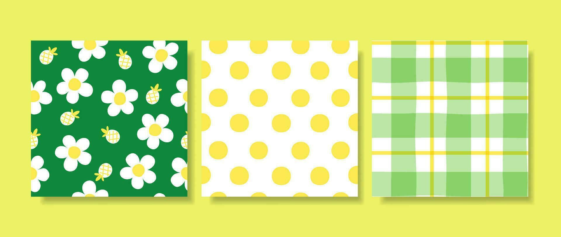 Set of seamless patterns, hand-drawn style vector