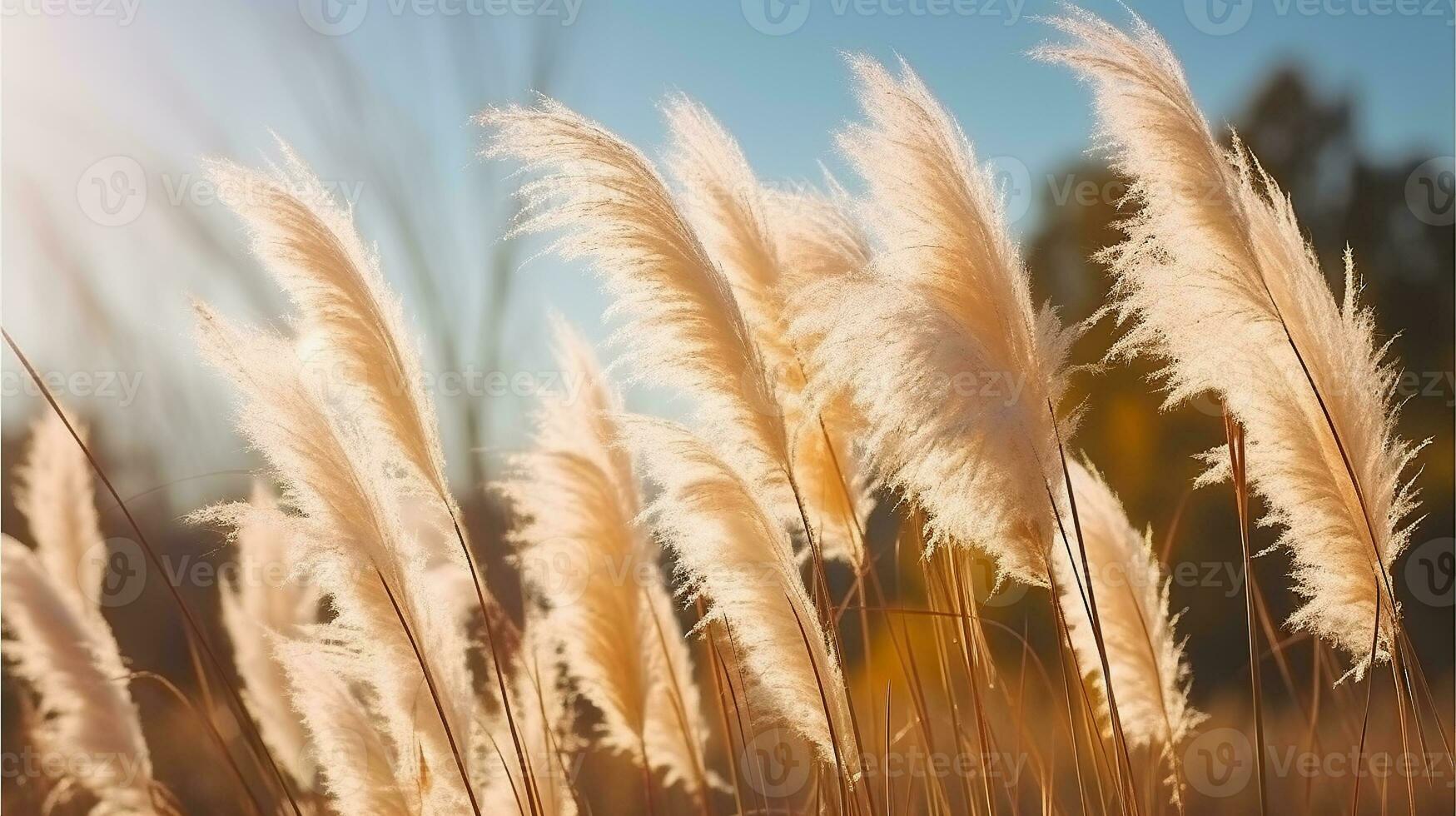 Pampa grass in the sun, Generative AI photo