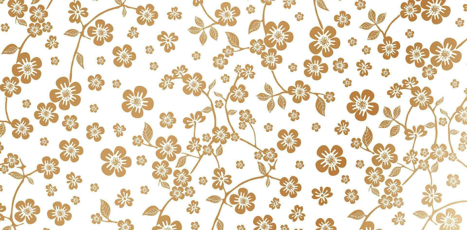 Seamless pattern with hand drawn flowers cherry blossom floral backgrounds for wedding invitation, greeting cards, banner ads, screen printing material, wrapping paper, Fashionable textile, book cover vector