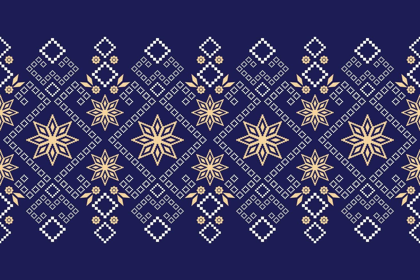 Cross stitch colorful geometric traditional ethnic pattern Ikat seamless pattern abstract design for fabric print cloth dress carpet curtains and sarong Aztec African Indian Indonesian vector