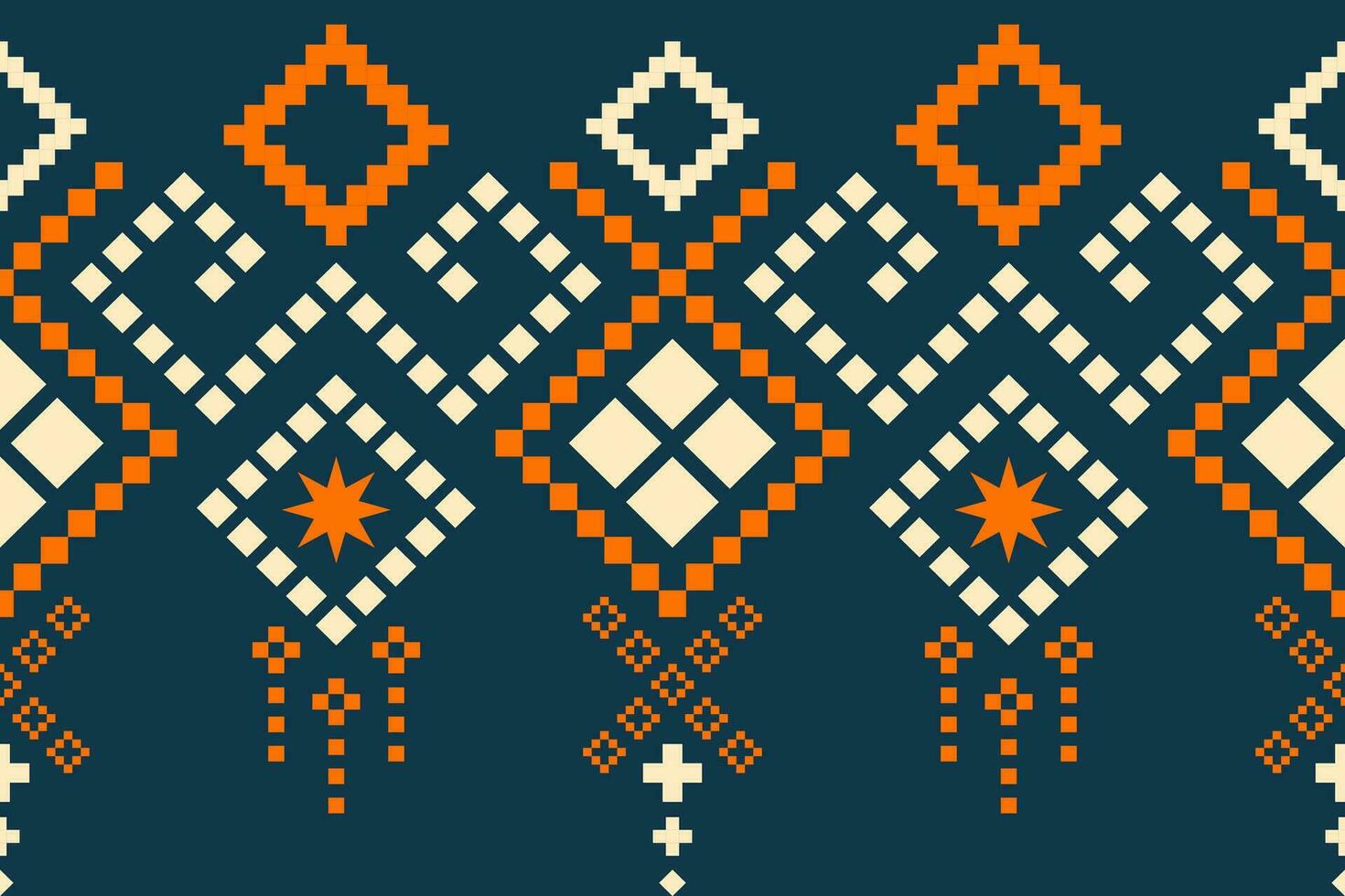 Cross stitch colorful geometric traditional ethnic pattern Ikat seamless pattern abstract design for fabric print cloth dress carpet curtains and sarong Aztec African Indian Indonesian vector