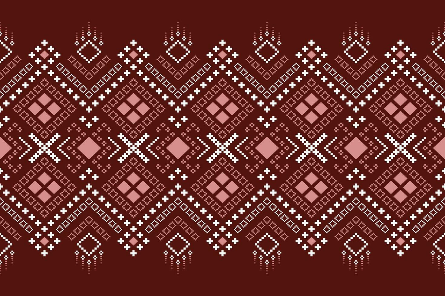 Cross stitch colorful geometric traditional ethnic pattern Ikat seamless pattern abstract design for fabric print cloth dress carpet curtains and sarong Aztec African Indian Indonesian vector