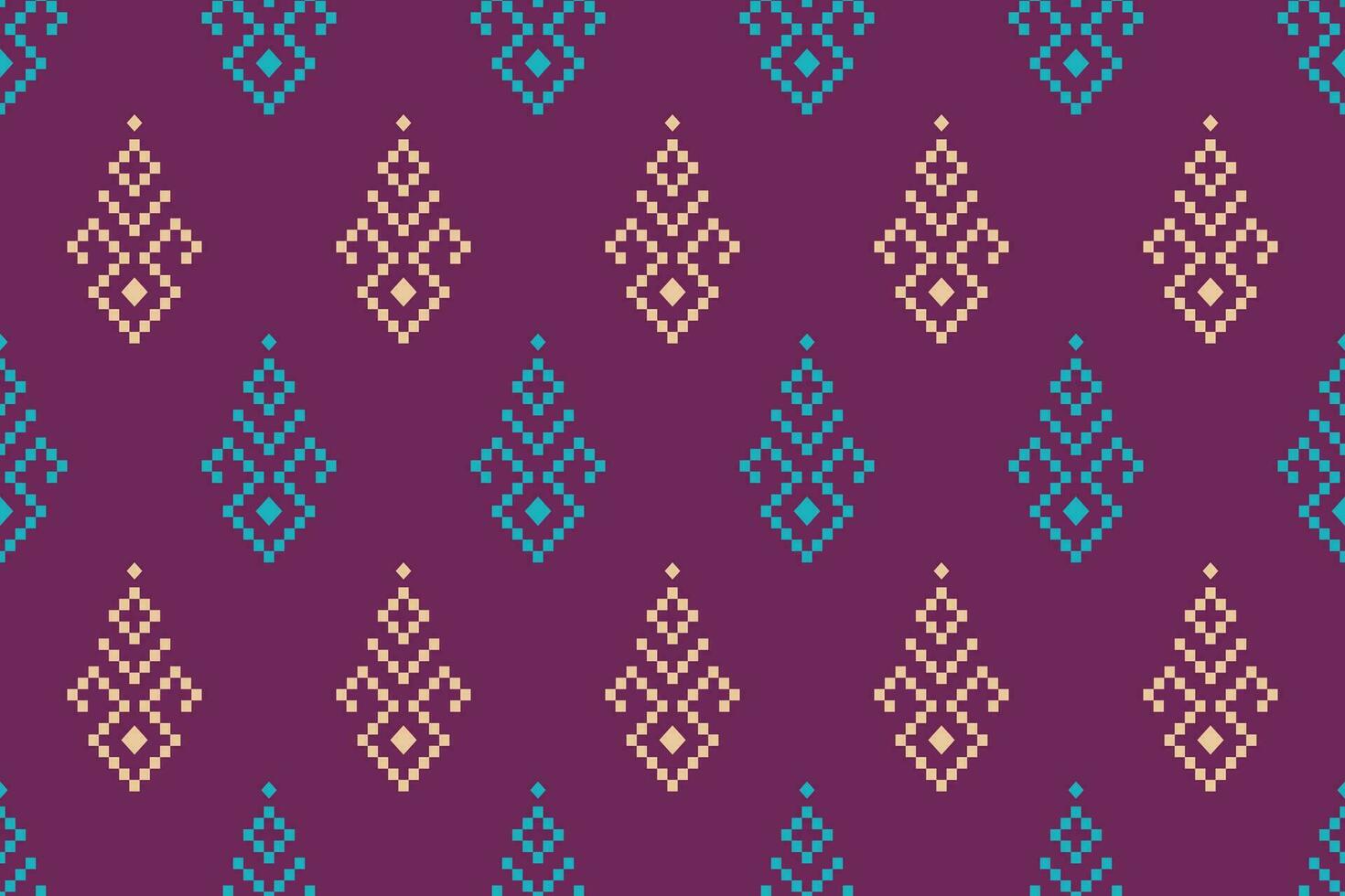 Cross stitch colorful geometric traditional ethnic pattern Ikat seamless pattern abstract design for fabric print cloth dress carpet curtains and sarong Aztec African Indian Indonesian vector