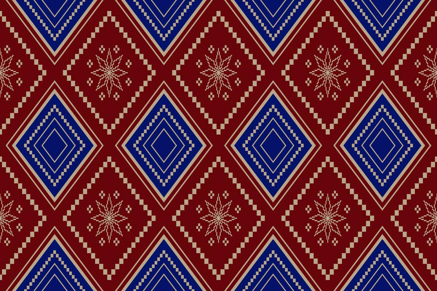 Cross stitch colorful geometric traditional ethnic pattern Ikat seamless pattern abstract design for fabric print cloth dress carpet curtains and sarong Aztec African Indian Indonesian vector