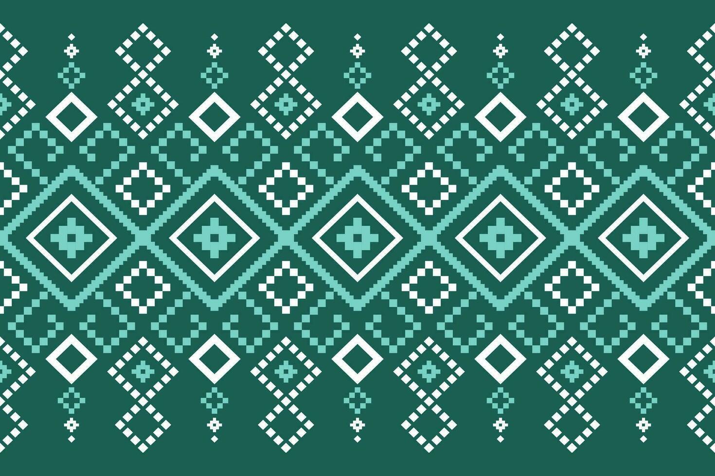 Green Cross stitch colorful geometric traditional ethnic pattern Ikat seamless pattern border abstract design for fabric print cloth dress carpet curtains and sarong Aztec African Indian Indonesian vector