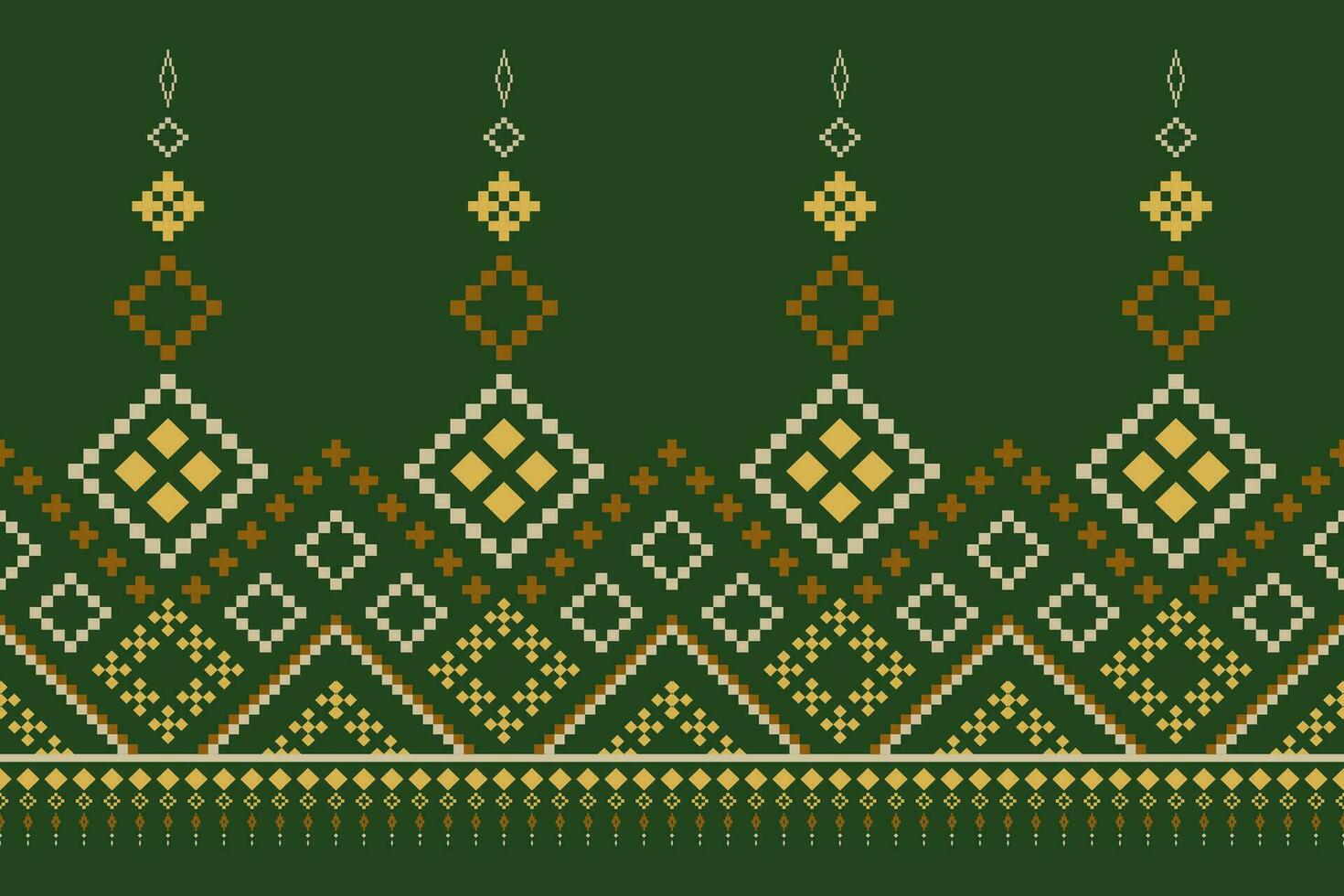 verde cruzar puntada vistoso geométrico tradicional étnico modelo ikat sin costura modelo frontera resumen diseño para tela impresión paño vestir alfombra cortinas y pareo de malasia azteca africano indio indonesio vector