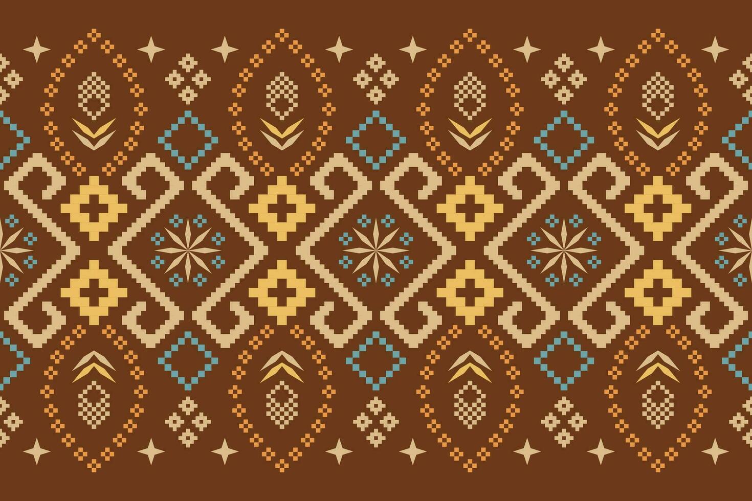 Cross stitch colorful geometric traditional ethnic pattern Ikat seamless pattern abstract design for fabric print cloth dress carpet curtains and sarong Aztec African Indian Indonesian vector