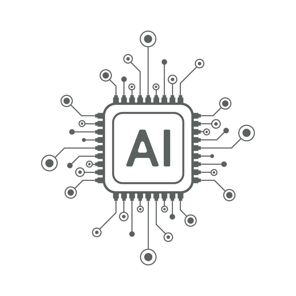 Artificial intelligence circuit line style. Machine learning design. Smart network digital technology. AI. Vector illustration
