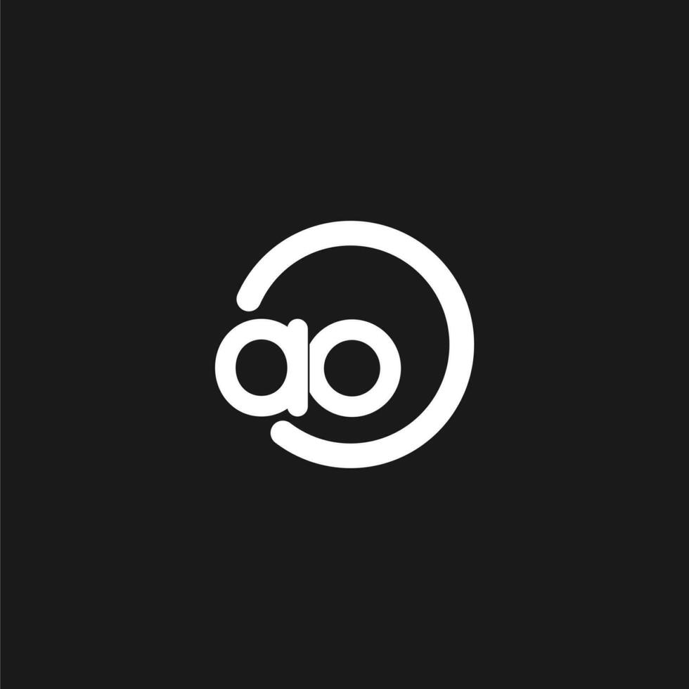 Initials AO logo monogram with simple circles lines vector