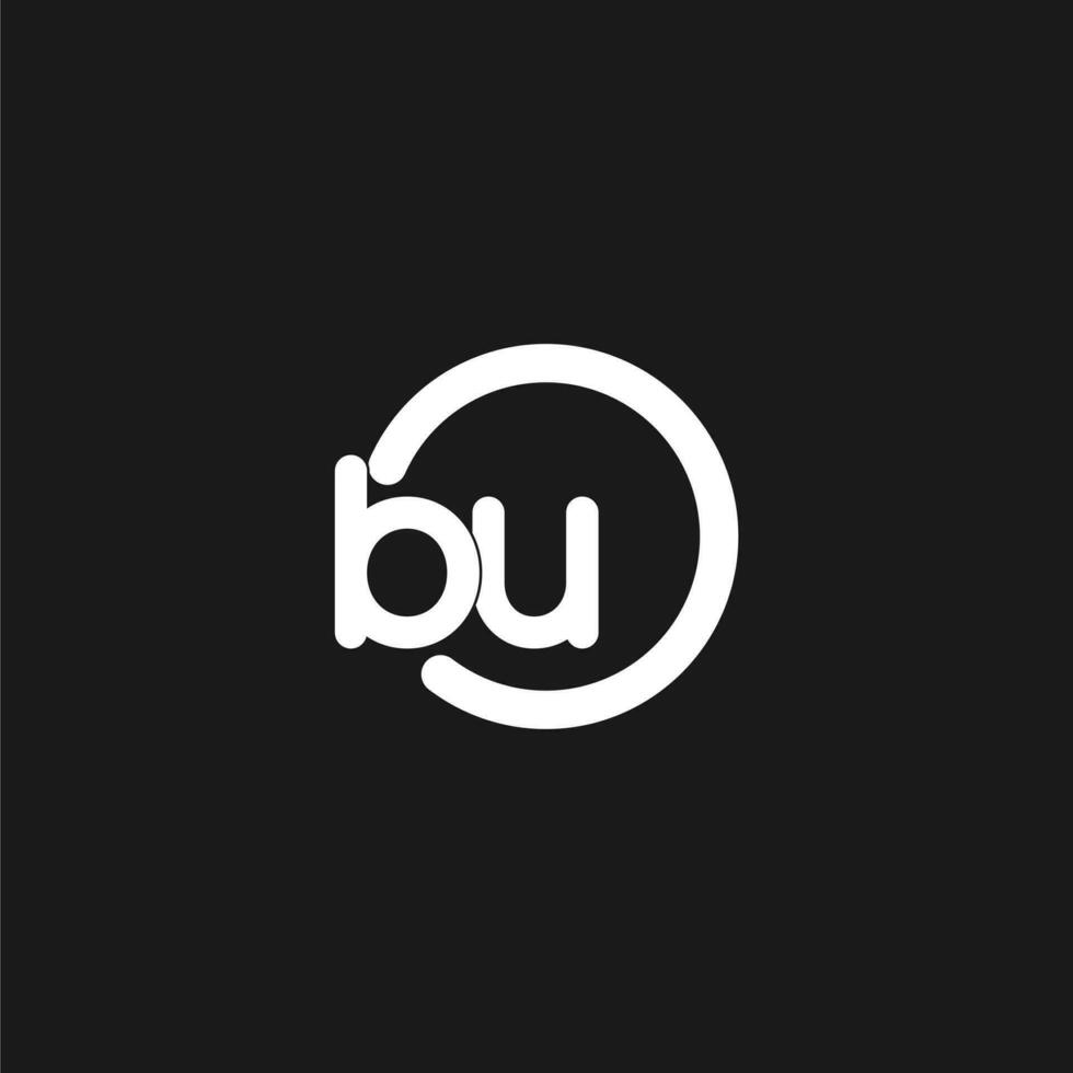 Initials BU logo monogram with simple circles lines vector