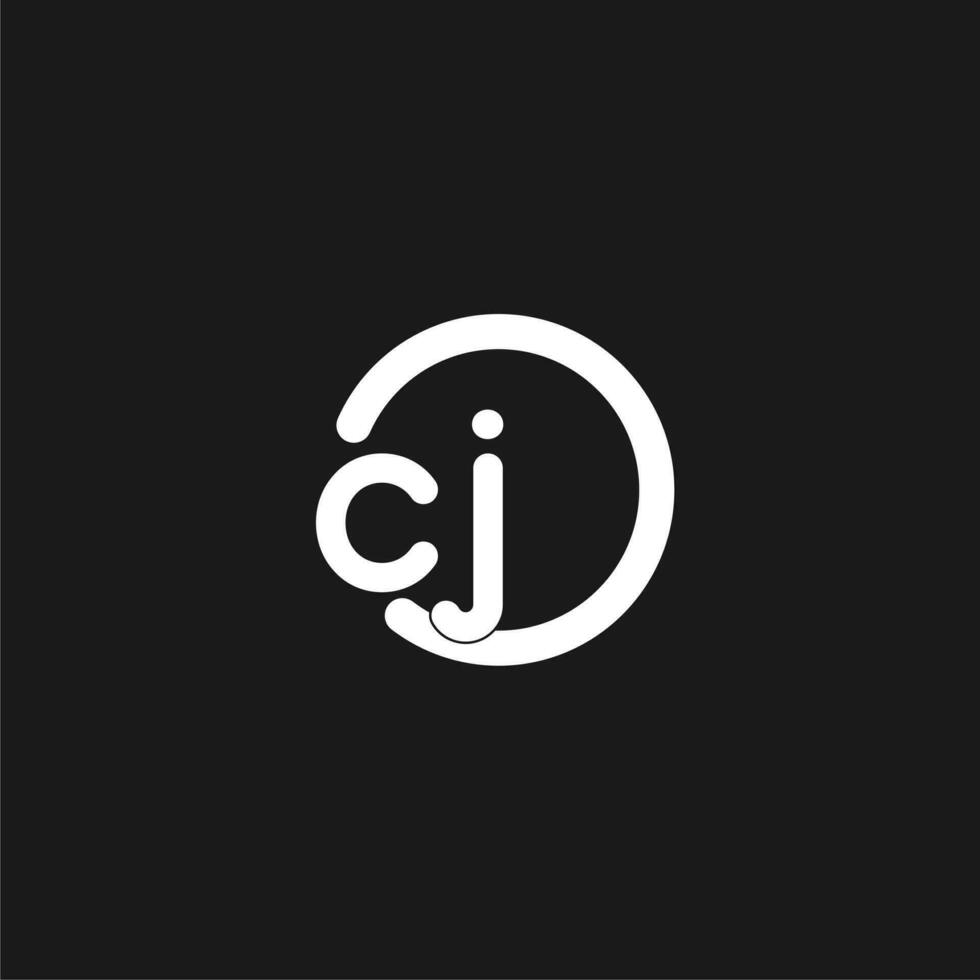 Initials CJ logo monogram with simple circles lines vector