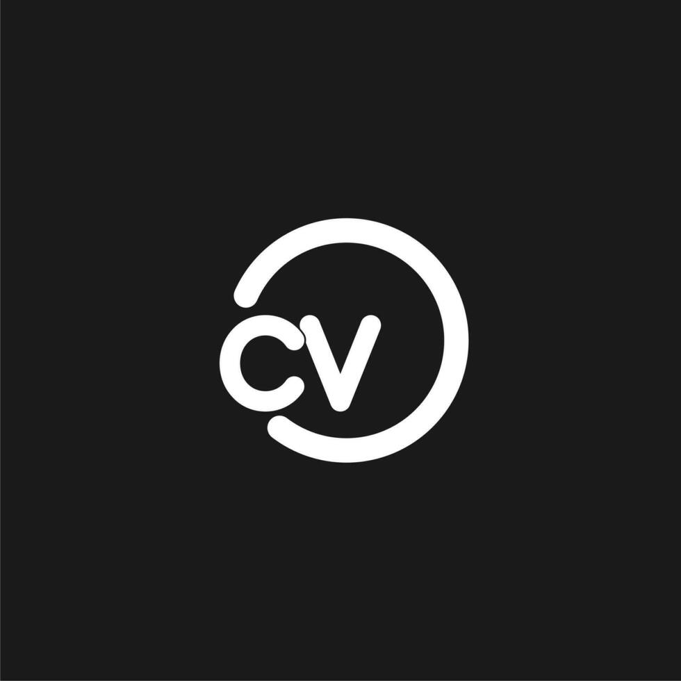 Initials CV logo monogram with simple circles lines vector