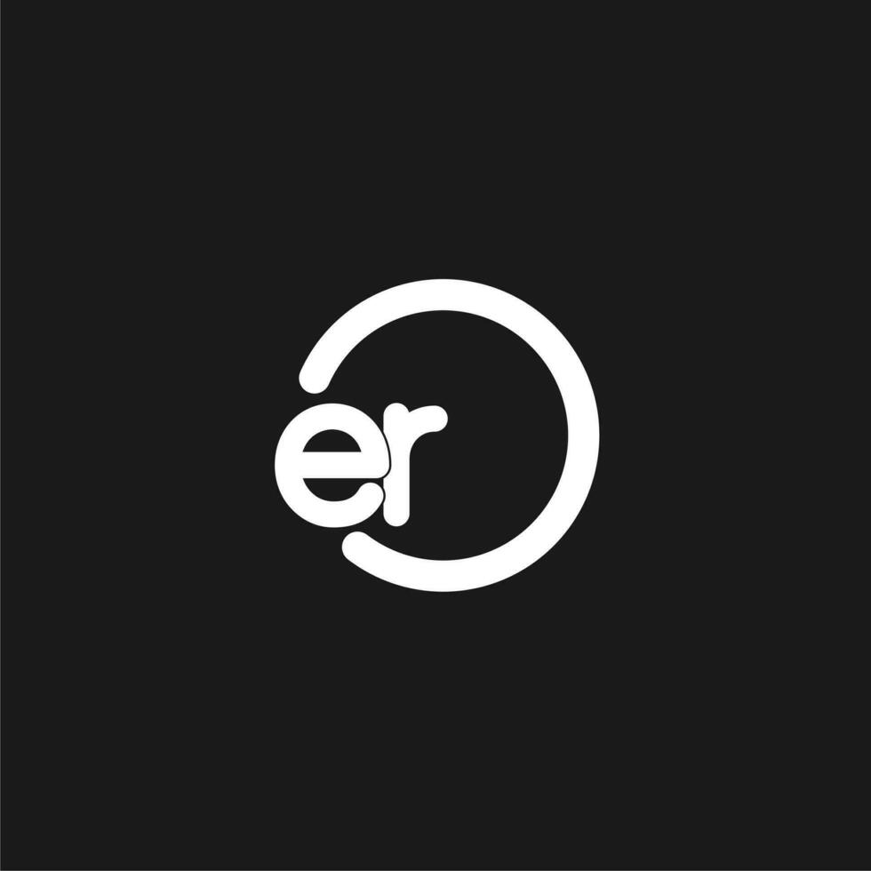 Initials ER logo monogram with simple circles lines vector