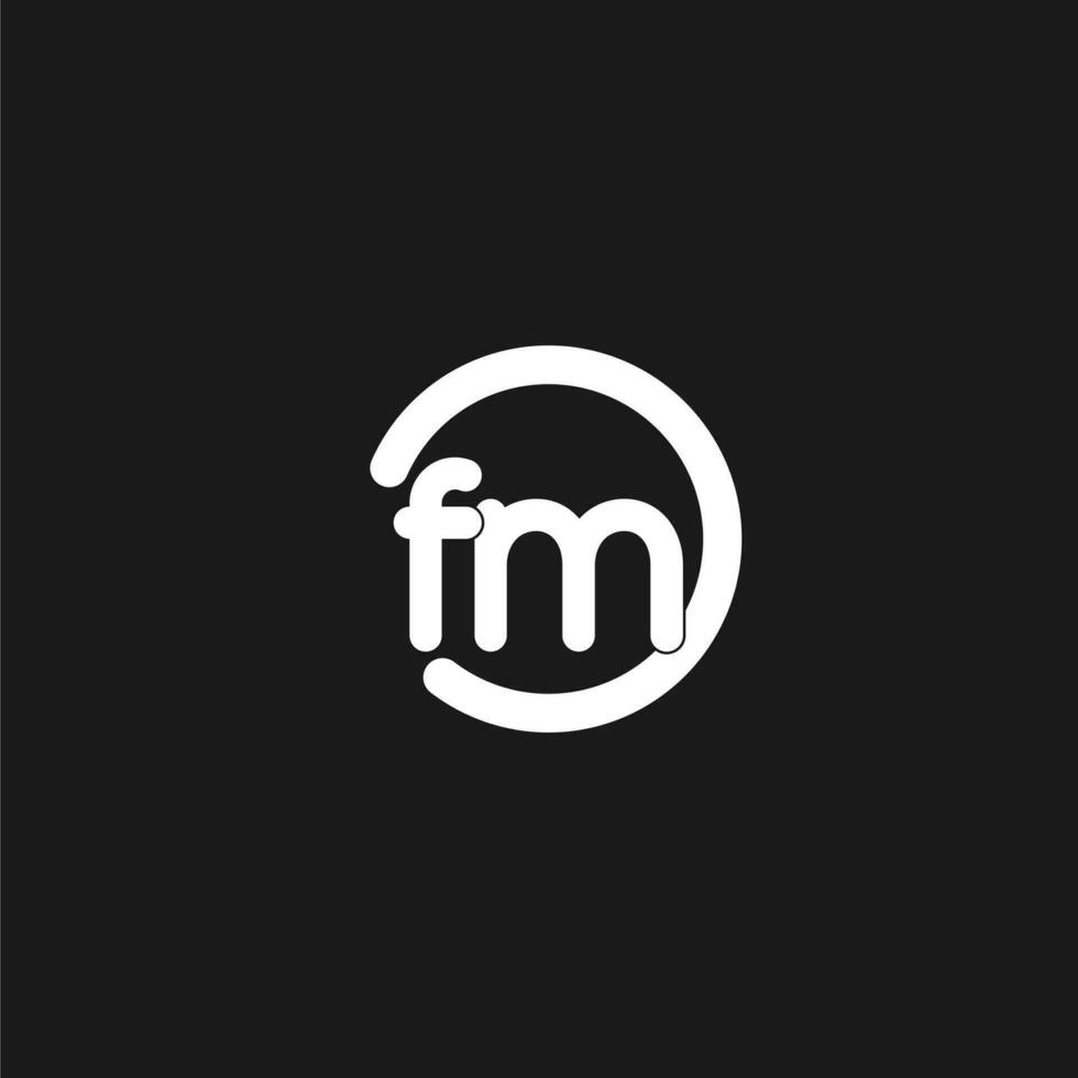 Initials FM logo monogram with simple circles lines vector