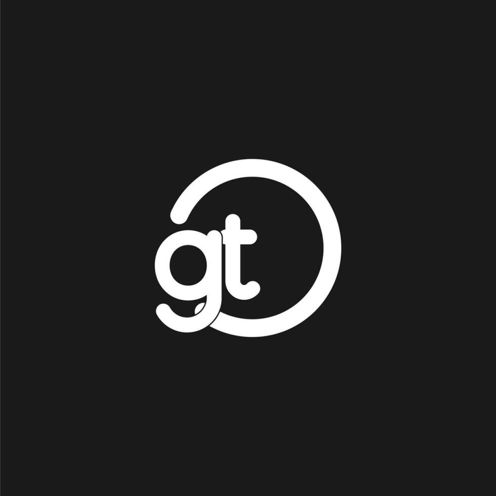 iniciales gt logo monograma con sencillo círculos líneas vector